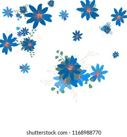 Small Daisy Flowers. Delicate Small Daisies on White Background. Vector Texture for Banner, Cover, Poster. Trendy Natural Ground in Vintage Style.