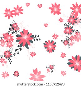 Small Daisy Flowers. Gentle Little Daisies on White Background. Vector Texture for Print, Card, Poster. Trendy Natural Ground in Vintage Style.