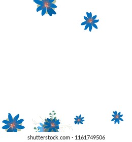 Small Daisy Flowers. Gentle Tiny Daisies on White Background. Vector Texture for Banner, Cover, Print. Trendy Natural Ground in Vintage Style.