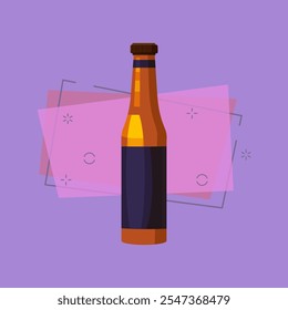 Pequeña ilustración de botella de cerveza oscura. Cerveza, bebida, alcohol. Concepto de bebida. La Ilustración vectorial se puede utilizar para temas como bebida, bar, supermercado