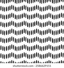 Small Dash Background. Retro black and white texture. Simple seamless pattern. Memphis style. Geometric Vector Illustration.