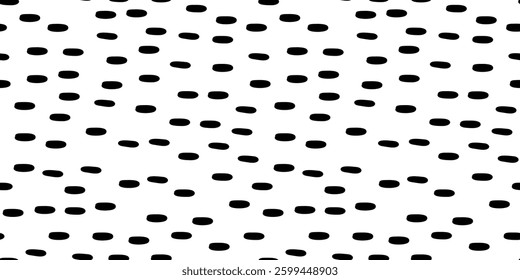 Small Dash Background. Retro black and white texture. Simple seamless pattern. Memphis style. Geometric Vector Illustration.