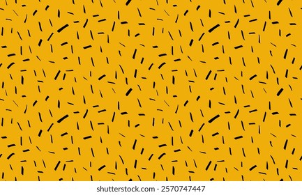 Small dash background. Seamless vector pattern. Hand drawn noise texture on yellow background.