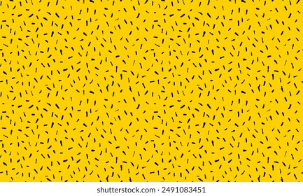 Small dash background. Vector seamless pattern with hand drawn abstract texture on yellow background.