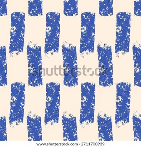 Small dash blue lines seamless pattern. Surface pattern design geometric handmade short vertical bricks motif. Hand drawn mini streaks texture. Vector repeat background illustration.