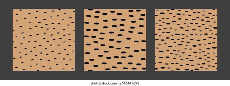 Small Dash or Dots Pattern. Ink abstract shapes. Seamless pattern with horizontal crayon lines. Scandinavian style. Set of Vector Illustration on beige background.