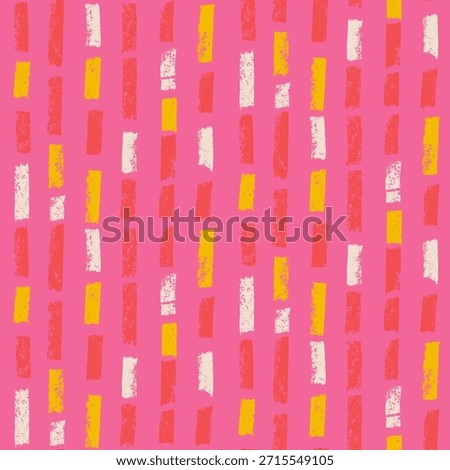 Small dash lines vertical girly seamless pattern confetti. Surface pattern design geometric handmade sprinkle candy cream dessert motif. Hand drawn streaks texture. Vector background illustration.