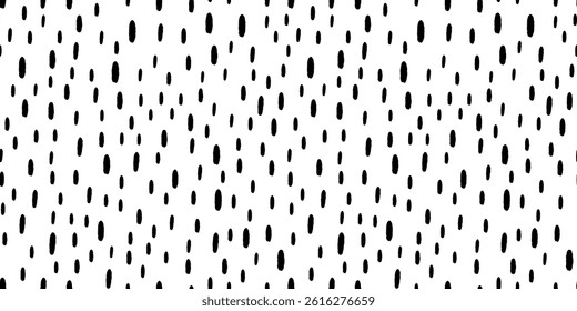 Small Dash Pattern. Black doodle ornament. Seamless pattern on white background. Memphis style. Simple Vector Illustration.