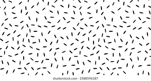 Small Dash Pattern on white background. Grunge black lines. Seamless pattern with Hands sketchy prints. Vector Illustration.