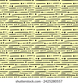 Small dash pattern. Seamless minimal dash pattern, small elements on yellow background