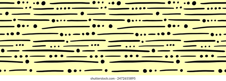 Small dash pattern. Seamless minimal dash pattern, small elements on yellow background