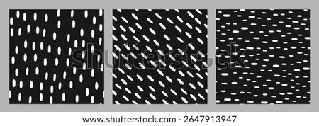 Small Dash Pattern Vector. Dotted lines texture. Set of Retro seamless pattern with hand drawn sprinkles. Memphis style.