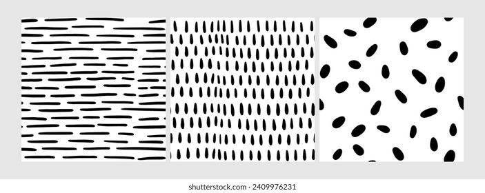 Small dash patterns set. Seamless minimal dash pattern, small elements