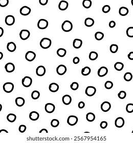 Small dash seamless pattern. Abstract background, black and white texture with modern dots and circles. Perfect for digital projects, scrapbooking, fabric prints, and packaging. Vector illustration.