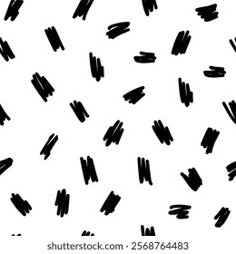 Small dash seamless pattern. Abstract background, black and white texture with a modern, minimalist design. Great for digital projects, scrapbooking, prints, fabric and packaging. Vector illustration