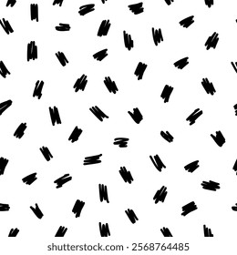 Small dash seamless pattern. Abstract background, black and white texture with a modern, minimalist design. Great for digital projects, scrapbooking, prints, fabric and packaging. Vector illustration