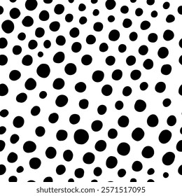 Small dash seamless pattern. Abstract background with doodle circles, black and white texture. Minimalist and playful design for digital projects, fabric prints, and scrapbooking. Vector illustration