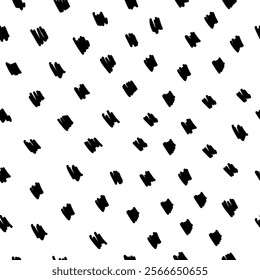 Small dash seamless pattern. Black and white abstract background with minimal geometric elements. It is ideal for prints, wallpapers, home decor, or branding projects. Trendy vector illustration