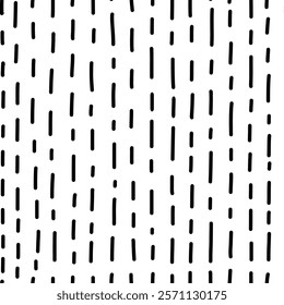 Small dash seamless pattern. Minimalistic black and white texture with a clean geometric style. Ideal for stationery, fabric prints, digital designs, home decor, and more. Vector illustration