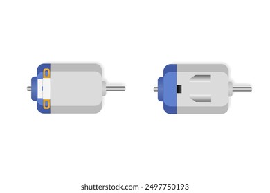 Kleiner Gleichstrommotor in Hobbyspielzeug auf weißem Hintergrund.