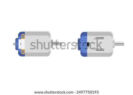 Small DC Motor in Hobby Toy on white background.