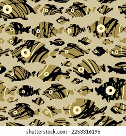 Small decorative fish. Seamless pattern. Vector illustration.