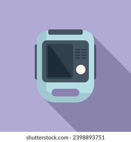 Small defibrillator icon flat vector. Portable device. Cardiac person attack
