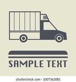 Small delivery truck icon or sign, vector illustration