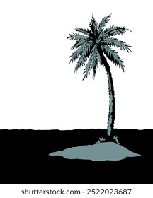 Small desert island. Vector drawing