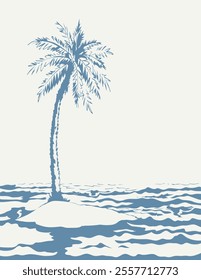 Small desert island. Vector drawing