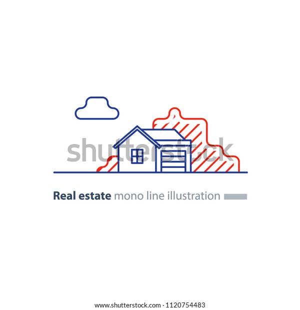 Small Detached House Garage Tree Suburb Stock Vector Royalty Free