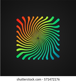 A small detail for design or logo in the form of a rainbow block.