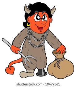 Small devil with sack - vector illustration.