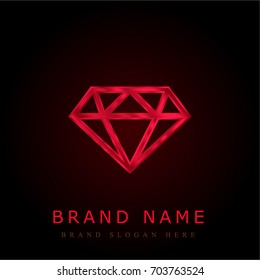 Small diamond red chromium metallic logo