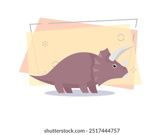 Small dinosaur with horns illustration. Creature, colored dino, animal. Nature concept. Vector illustration can be used for topics like history, school, children books