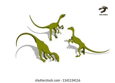 Small dinosaur  in isometric style. Isolated image of jurassic monster. Cartoon dino 3d icon. Vector illustration