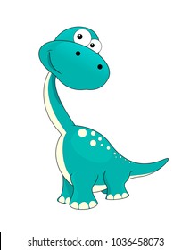 A small dinosaur on a white background. Cute cartoon dinosaur.