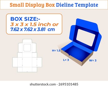 Kleine Display-Box Dieline Vorlage die Box Größe ist 3 x 3 x 15 Zoll oder 762 x 762 x 381 cm ideal für die Präsentation von kleinen Artikeln und Geschenken