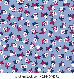 Small ditsy floral pattern in red white blue