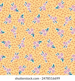 Small ditsy flower seamless pattern on abstract texture background
