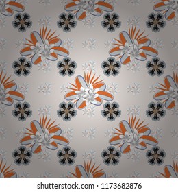 Small ditsy flowers in blue, gray and white colors. Vector trendy seamless floral pattern.