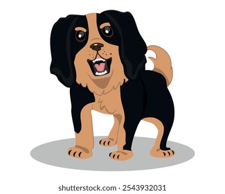 small dog barking furiously. vector illustration.