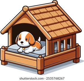 Small dog bed and house isolated