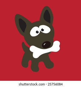 Small Dog with Bone Vector (more dogs in portfolio)