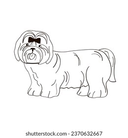 kleiner Hund mit Bugschwarz-weißer Vektorgrafik