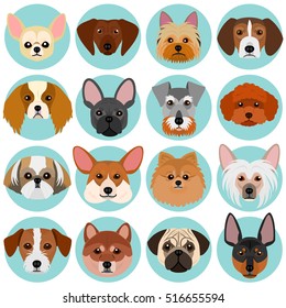 small dog faces set with circle