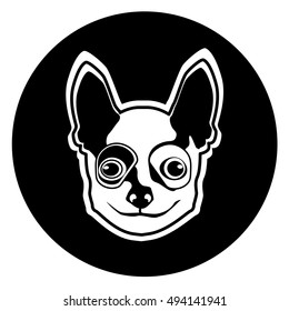 Small Dog Icon Pet Face Web Flat Vector Illustration