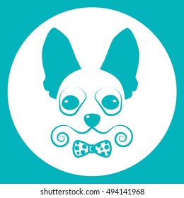 Small Dog Icon Pet Face Web Flat Vector Illustration