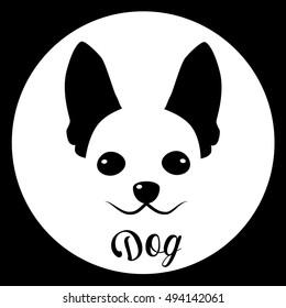 Small Dog Icon Pet Face Web Flat Vector Illustration