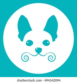 Small Dog Icon Pet Face Web Flat Vector Illustration